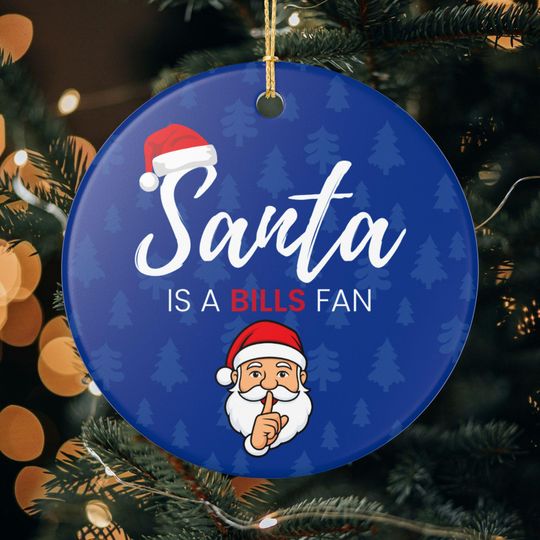 Santa is a Buffalo Bills Fan Christmas Ornament Gift, Funny Christmas Ornament Bills Gift, Secret Santa Gift, Bills Football Decor