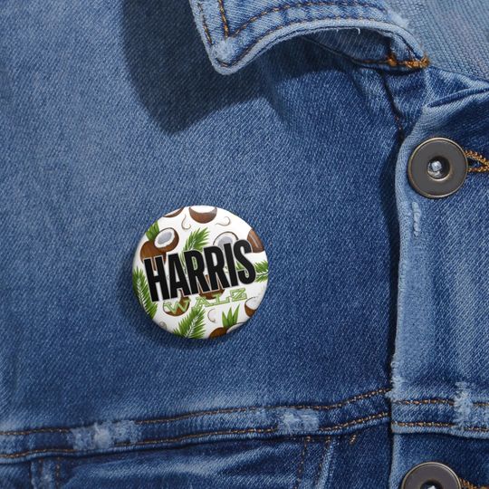 Kamala Harris and Tim Walz 2024 - Pin Buttons - Coconut Theme
