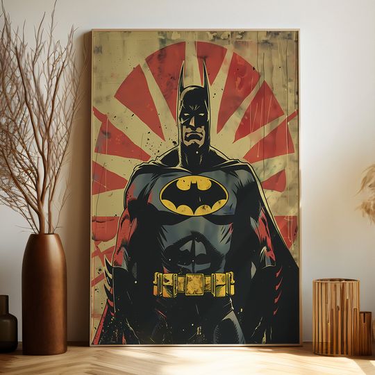 Retro Batman Digital Print Poster | The Batman retro comics poster