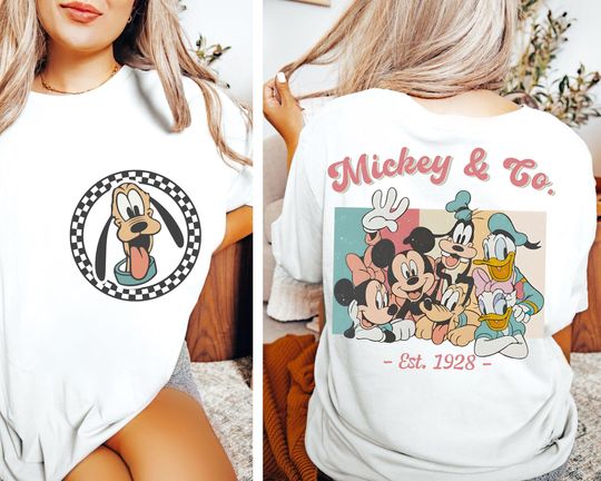 Retro Custom Mickey & Friends Shirt,Disney Vacation Shirt,Checkered Magic Kingdom Family Matching Trip Tee,WDW Disneyland Shirt, Disney Gift
