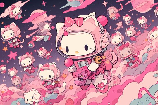 Hello Kitty Poster, Cute Wall Print, Hello Kitty Gifts, Poster for Kids Room, Wall Decor, Gift for Kids, Gift for Daughter, Japanese Anime