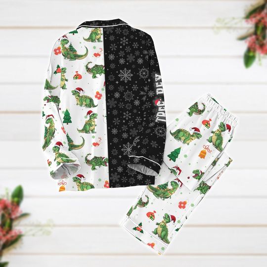 Christmas Pajamas, Tree Rex Pajamas Set, Dinosaur Holiday Pajamas, Funny Dino Matching Pajamas, T-Rex Xmas Shirt, Animal Lover Gift