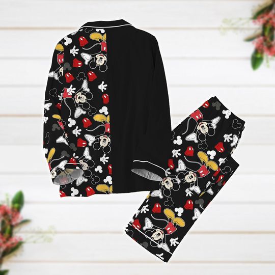 Custom Christmas Name Pajamas, Mickey Santa Pajamas Set, Disney