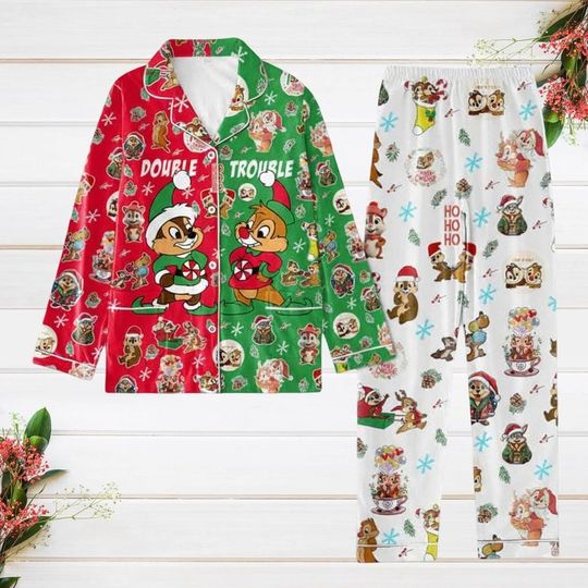 Chip N Dale Christmas Pajamas Set for Adults