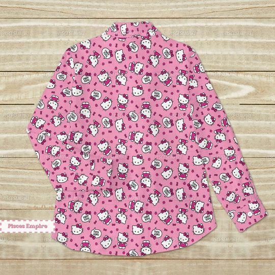 Hello Kitty Shirt, Hello Kitty Linen Shirt, Hello Kitty Linen Blouse