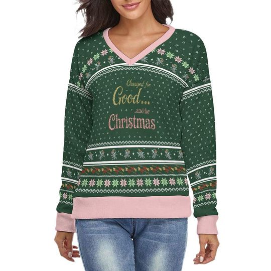 Wicked Inspired V-Neck Christmas Sweater: Festive Holiday Pullover