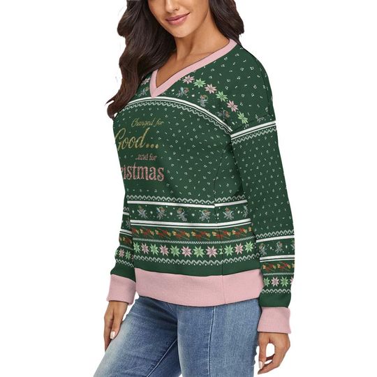 Wicked Inspired V-Neck Christmas Sweater: Festive Holiday Pullover
