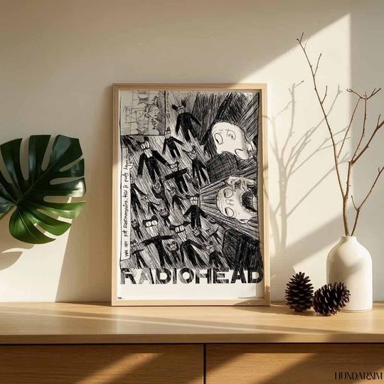 Abstract Radiohead Poster - Moody Indie Music Vertical Wall Decor
