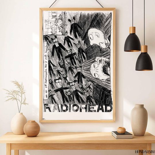 Abstract Radiohead Poster - Moody Indie Music Vertical Wall Decor