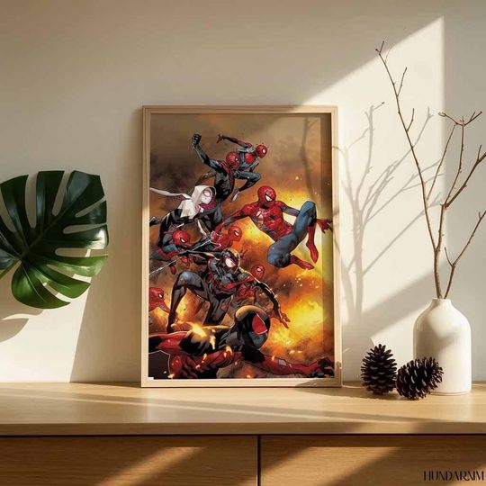 Vibrant Spider Team Superhero Wall Art Poster