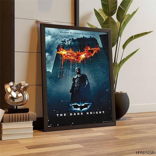 Dark Knight Batman Poster, Movie Wall Art, Superhero Decor, Action Film Print