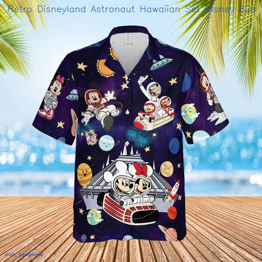 Retro Disneyland Astronaut Hawaiian Set Disney 80S Tomorrowland Shirt