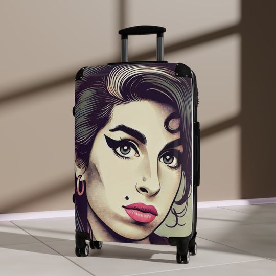 Discover our elegant and durable travel suitcase, ideal for all your trips, Lightweight, spacious and secure, Amy Winehouse Suitcase