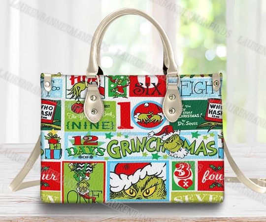 funny character Christmas Leather Bag, funny character Christmas Leather PU Handbag, funny character Christmas Characters Bag, Woman Shoulder Bag, Crossbody Bag