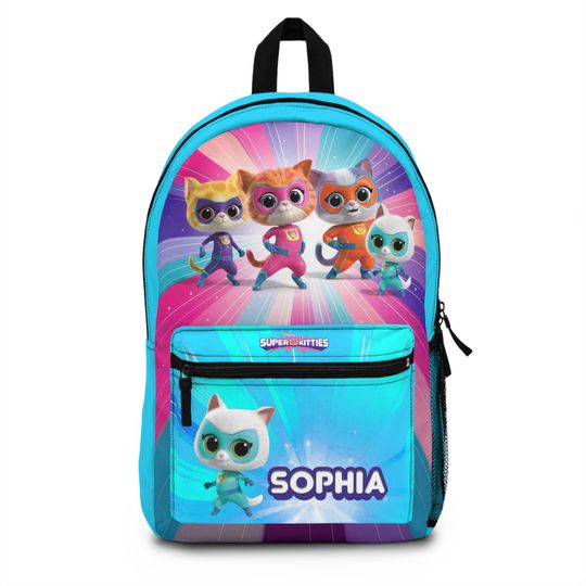 Superkitties Kids Backpack with Custom Name - Durable, Lightweight, Multiple Colors