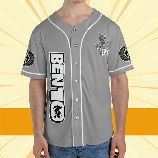Personalize Ben 10 Ectonurite Gray White Jersey, Cartoon Baseball Team Outfit