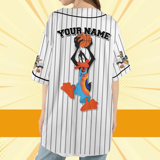 Personalize Daffy Duck Jersey Black White, Cartoon Baseball Team Outfit