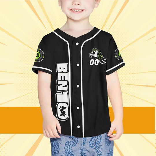 Personalize Ben 10 Galvanic Green Black Jersey, Cartoon Baseball Team Outfit