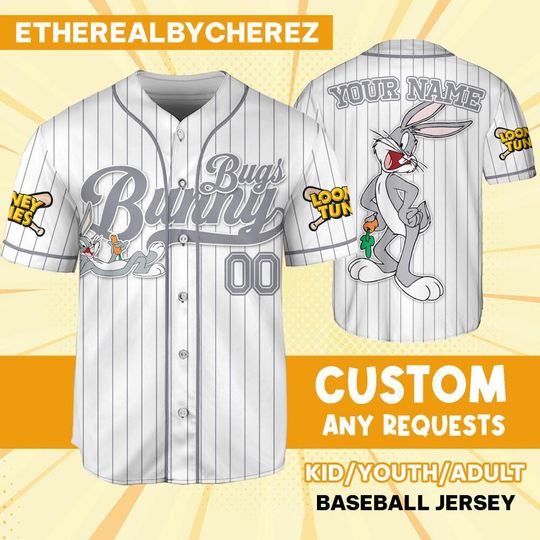 Custom Looney Tune Bugs Bunny Simple Baseball, Cartoon Team Outfit