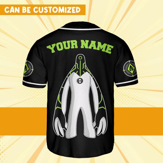 Personalize Ben 10 Galvanic Green Black Jersey, Cartoon Baseball Team Outfit