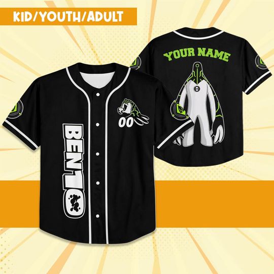 Personalize Ben 10 Galvanic Green Black Jersey, Cartoon Baseball Team Outfit