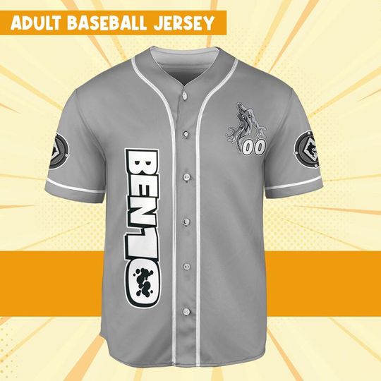 Personalize Ben 10 Ectonurite Gray White Jersey, Cartoon Baseball Team Outfit