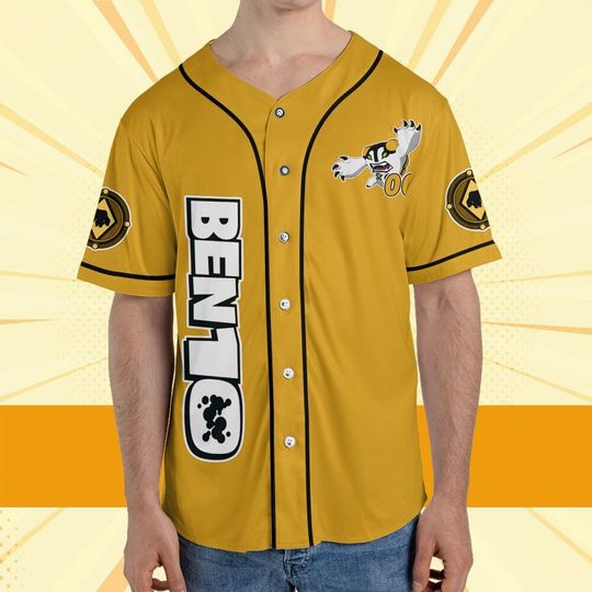 Personalize Ben 10 Arburian Yellow Black Jersey, Cartoon Baseball Team Outfit
