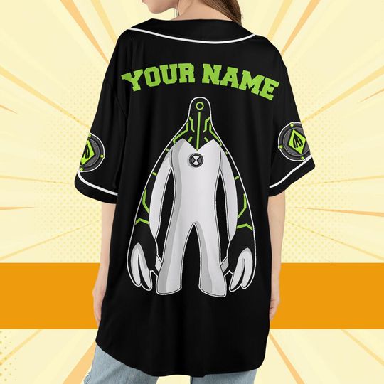 Personalize Ben 10 Galvanic Green Black Jersey, Cartoon Baseball Team Outfit