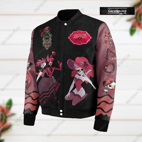 Hazbin Hotel Baseball Jacket, Hazbin Hotel Varsity Jacket