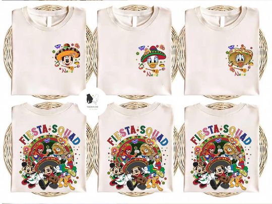 2-sided Personalized Mickey and Friends Cinco De Mayo T-shirt, Disney Fiesta Squad shirts, Cinco de Mayo Party Tee, Mexican Festival Family