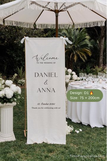 Custom Linen Wedding Sign, Fabric Wedding Sign, Custom Welcome Sign, Linen Wedding Banner, Wedding Decoration, Engagement Party Sign