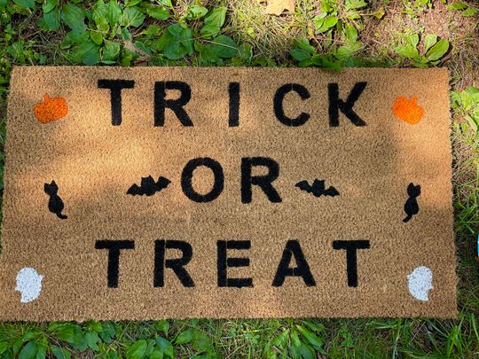 Halloween | Hand painted trick or treat Doormat