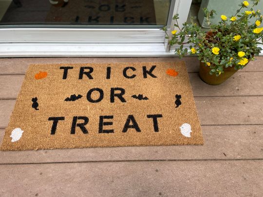 Halloween | Hand painted trick or treat Doormat
