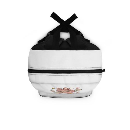 Personalized Preppy Labubu Backpack - White Back to School Bag for Girls