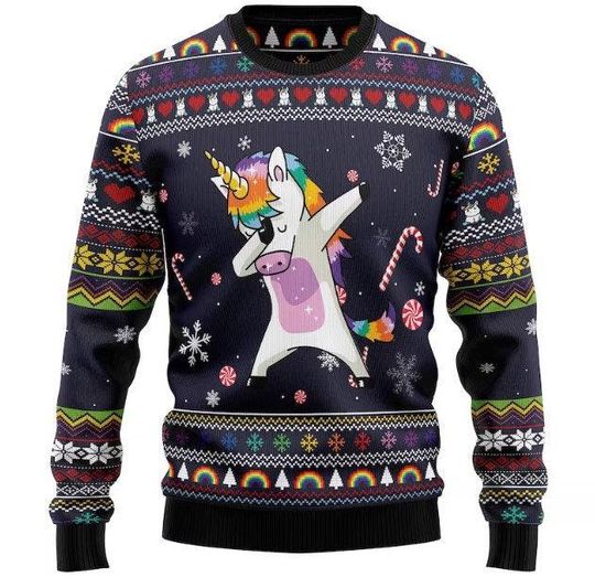 Unicorn Dab Ugly Christmas Sweater, Xmas Sweater, Christmas Gift Sweatshirt, Gift Man/ Women/Kid