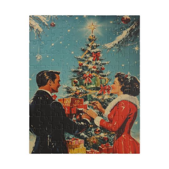 Retro Christmas Jigsaw Puzzle: Vintage Holiday Scene