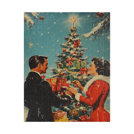 Retro Christmas Jigsaw Puzzle: Vintage Holiday Scene
