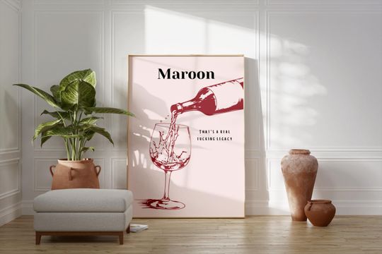 Maroon Poster | Printable Wall Art | Dorm Decor |  Aesthetic Home Decor