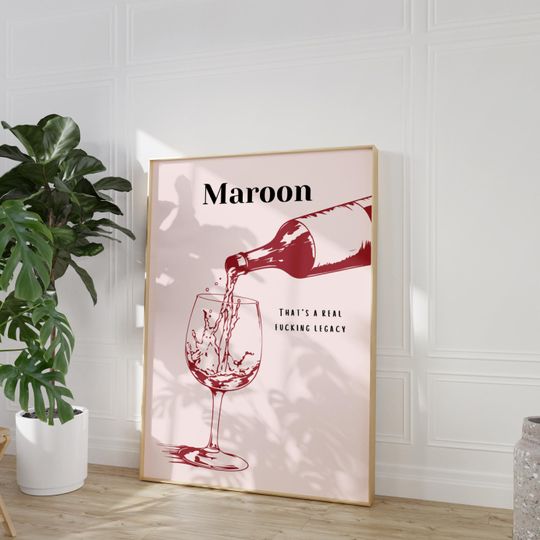 Maroon Poster | Printable Wall Art | Dorm Decor |  Aesthetic Home Decor