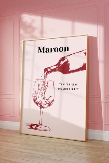 Maroon Poster | Printable Wall Art | Dorm Decor |  Aesthetic Home Decor