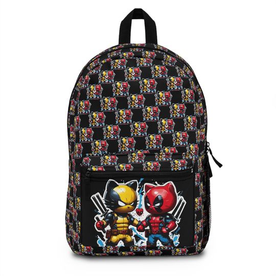 Hello Kitty Wolverine vs Deadpool Backpack, Hello Kitty Bookbag School bag, kid backpack, Hello Kitty Gift School Bag for boys