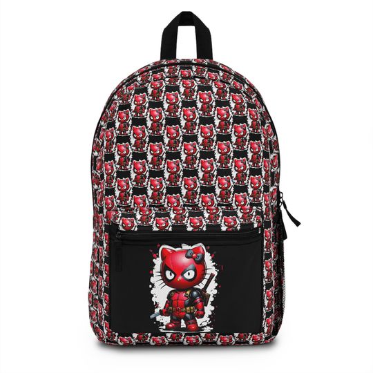 Hello Kitty Deadpool Backpack, Cartoon Backpack, Cute Backpack, Hello Kitty Gift School Bag for boys