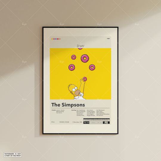 The Simpsons Poster, Minimalist Movie Poster, Wall Art Print