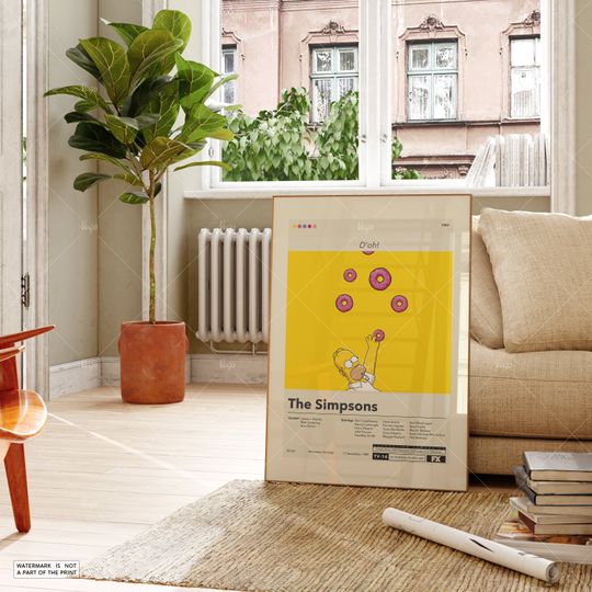 The Simpsons Poster, Minimalist Movie Poster, Wall Art Print