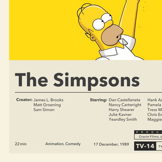 The Simpsons Poster, Minimalist Movie Poster, Wall Art Print