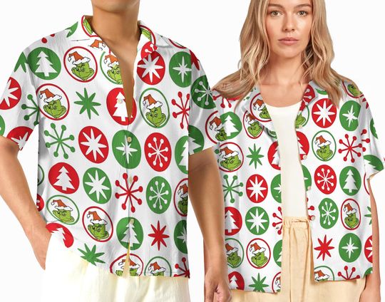 Is This Jolly Enough the funny character Christmas Hawaiian Shirt, Christmas funny character Button Up Shirt, Grin Christmas Gift