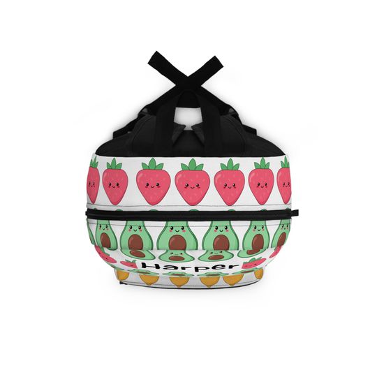 Avocado, Strawberry, and Lemon School Backpack, School Supplies, Personalize name