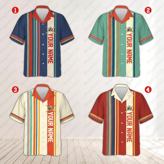 Personalized Billiard Hawaiian Shirt, Custom Name Matching Billiard Team Button Down Shirt, Retro Pool Player Shirt, Billiard Lover Gift