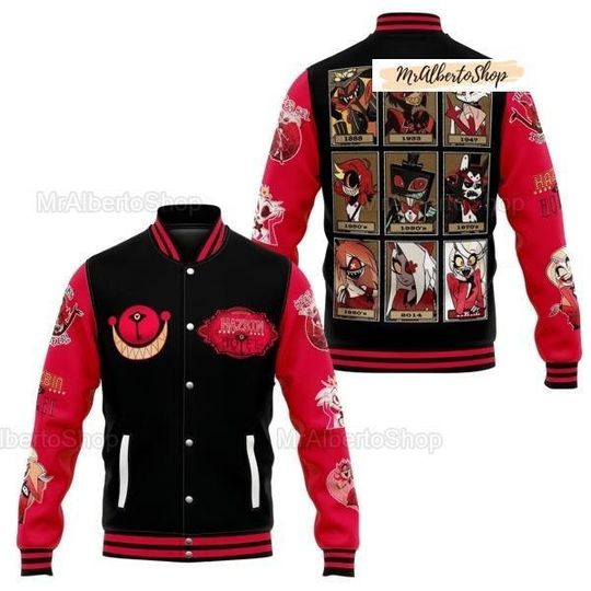 Hazbin Hotel Baseball Jacket, Hazbin Hotel Varsity Jacket