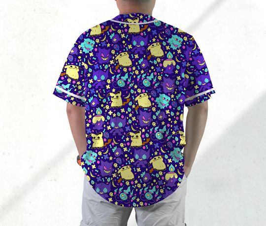 Gengar Mimikyu Baseball Jersey Shirt Japanese Anime Jersey Athletic Jersey Shirt Gifts